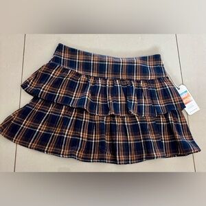 Chic Plaid Ruffle Skirt - Navy and Tan